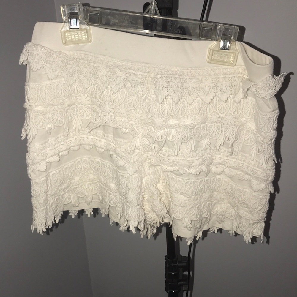 Express White Crochet/Lace Shorts